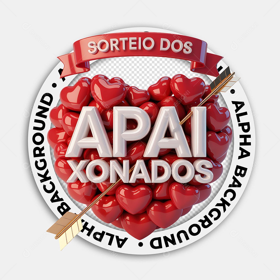 Selo 3D Sorteio dos Apaixonados para Composição PSD