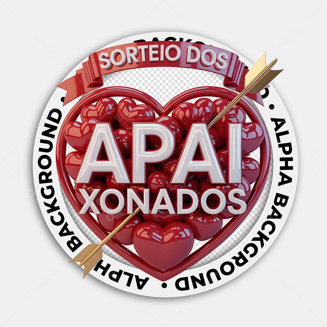 Selo 3D Sorteio dos Apaixonados para Composição PSD