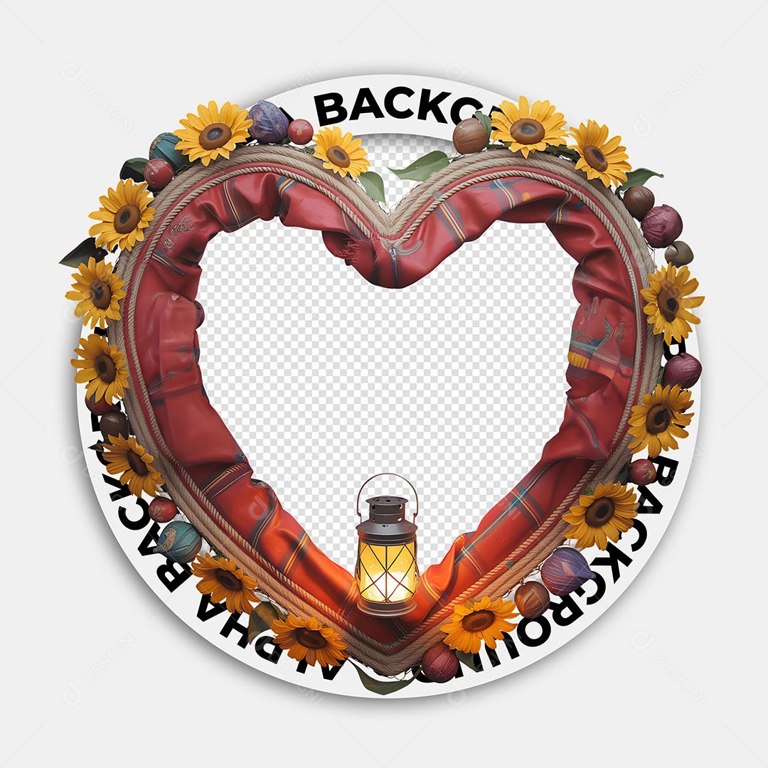 Elemento 3D Coração Arraia dos Namorados para Composição PSD