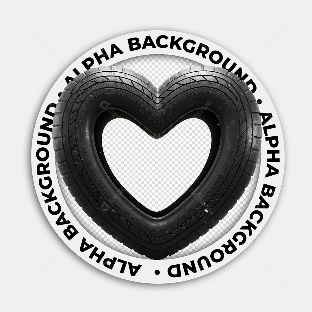 Elemento 3D Pneu em Formato de Coração Para Composição PSD