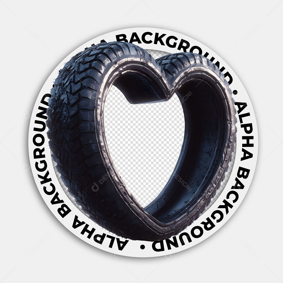 Elemento 3D Pneu em Formato de Coração Para Composição PSD