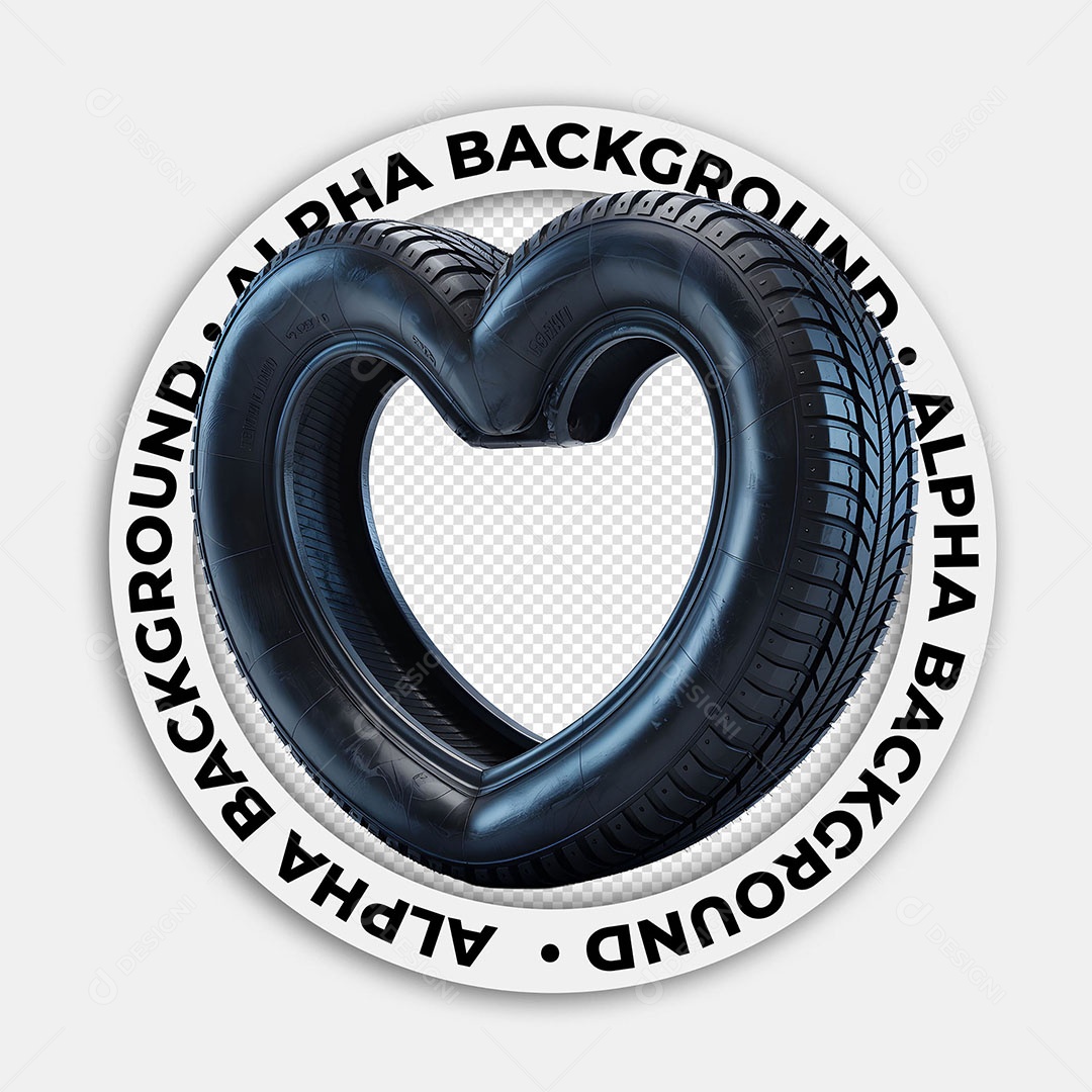 Elemento 3D Pneu em Formato de Coração Para Composição PSD
