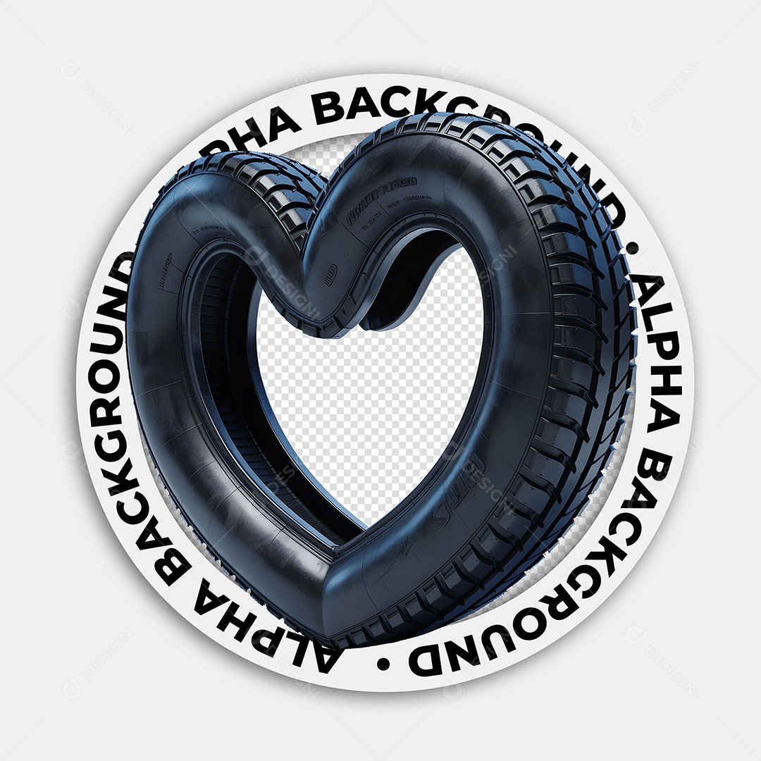 Elemento 3D Pneu em Formato de Coração Para Composição PSD