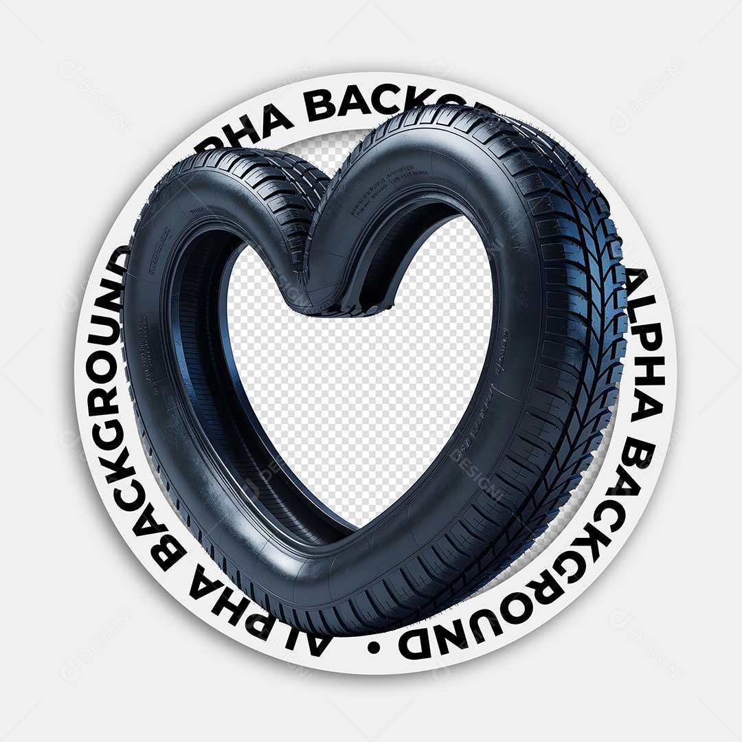 Elemento 3D Pneu em Formato de Coração Para Composição PSD