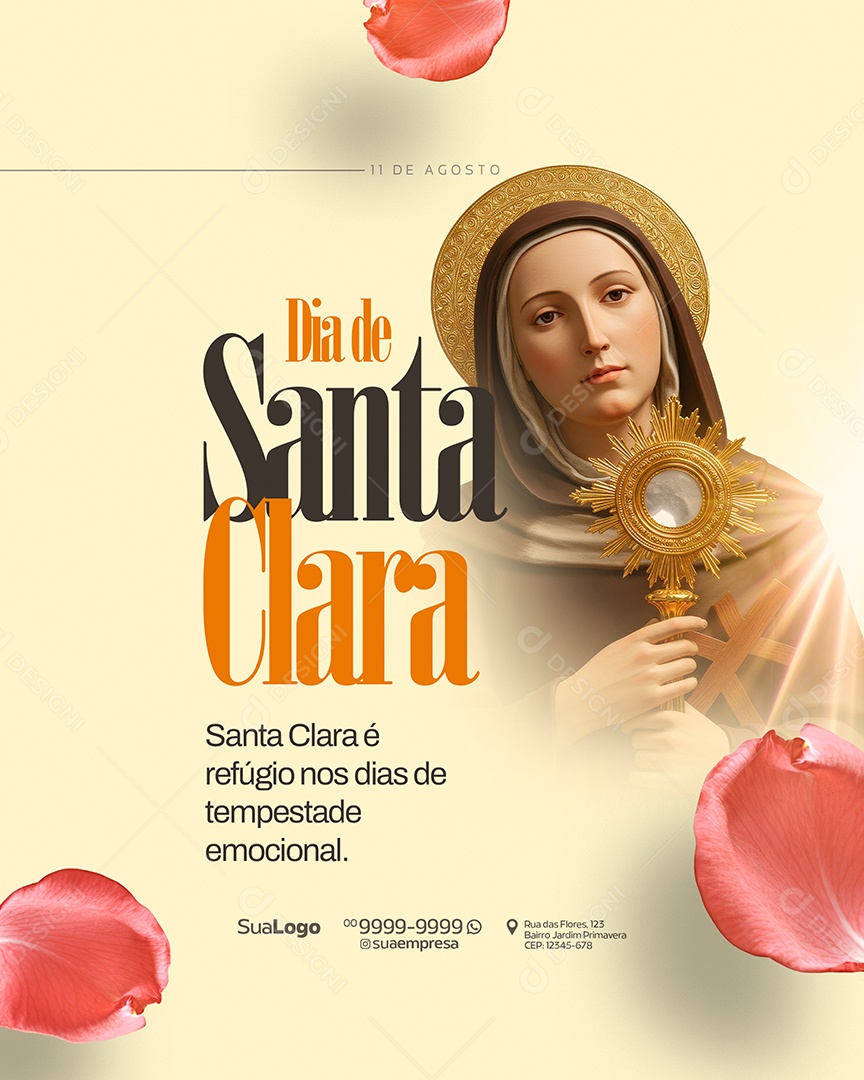 Social Media Dia de Santa Clara de Assis 11 de Agosto PSD Editável