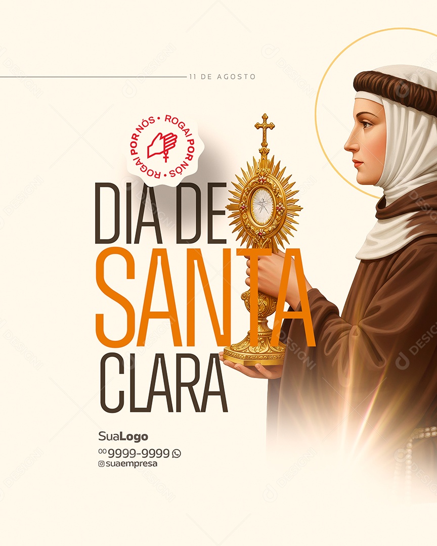 Social Media Dia de Santa Clara de Assis 11 de Agosto PSD Editável
