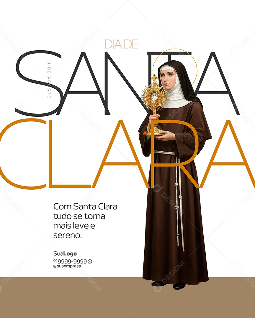 Social Media Dia de Santa Clara de Assis 11 de Agosto PSD Editável