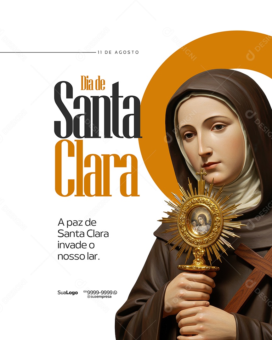 Social Media Dia de Santa Clara de Assis 11 de Agosto PSD Editável