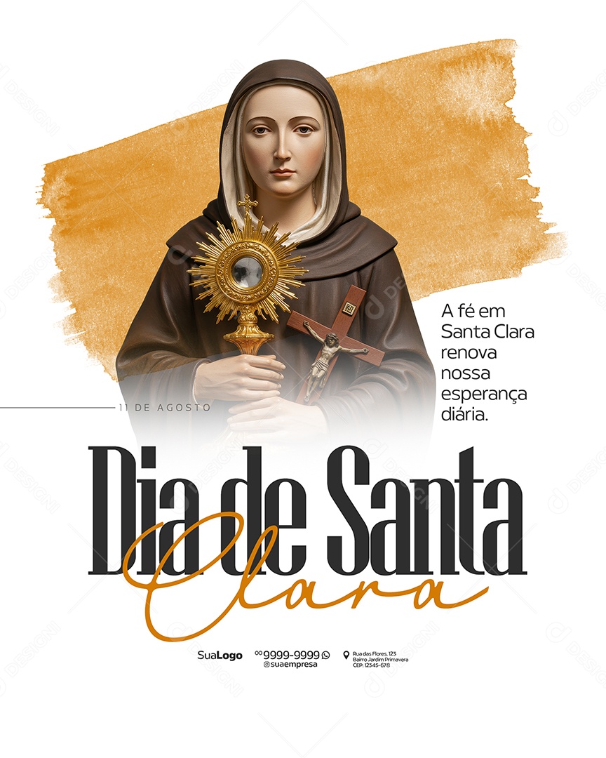 Social Media Dia de Santa Clara de Assis 11 de Agosto PSD Editável