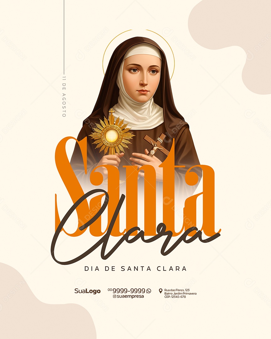 Social Media Dia de Santa Clara de Assis 11 de Agosto PSD Editável