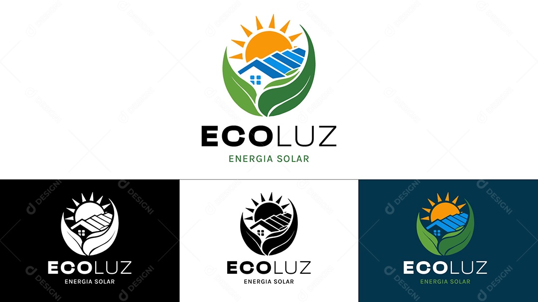 Logo de Energia Solar Ilustração Vetor EPS