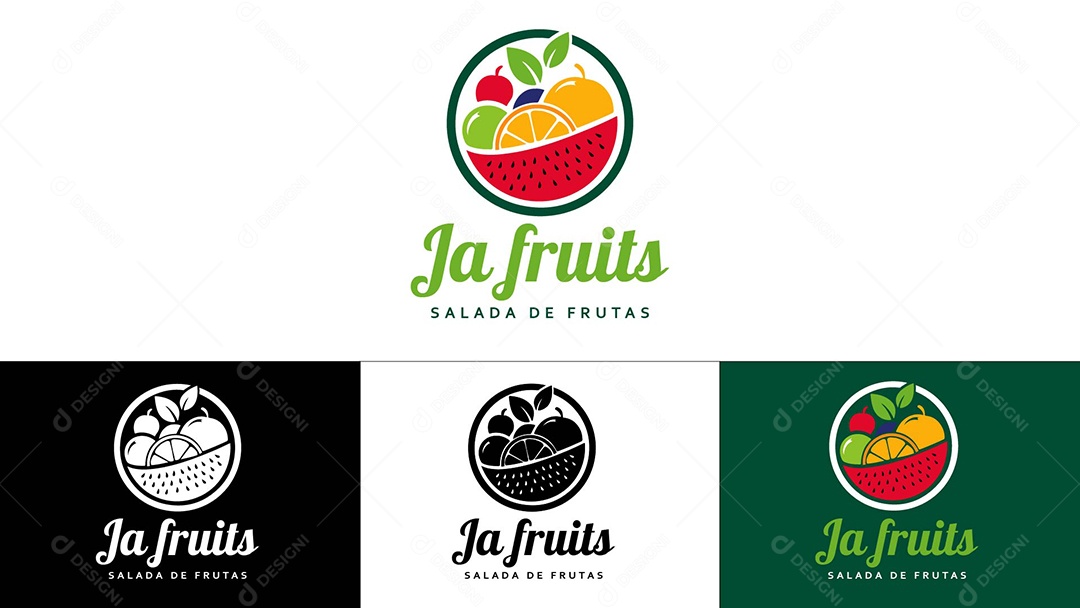 Logo de Salada de Frutas Ilustração Vetor EPS