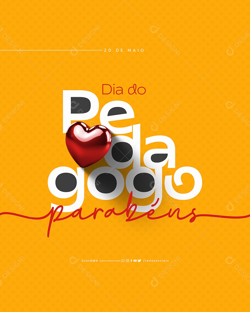 Dia do Pedagogo 20 de Maio Social Media PSD Editável