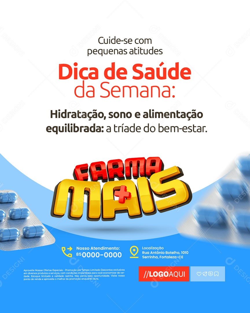 Farma Mais Farmácia Dica de Saúde da Semana Social Media PSD Editável