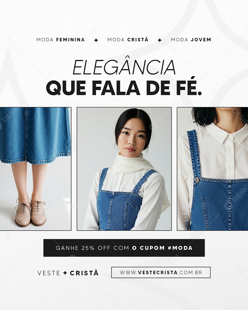 Loja de Moda Cristã Elegância Que Fala de Fé Social Media PSD Editável