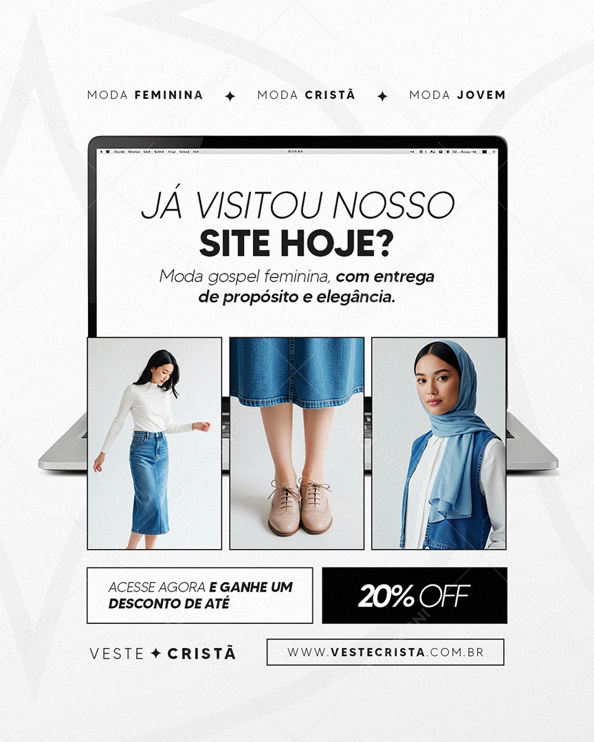 Loja de Moda Cristã Já Visitou Nosso Site Hoje Social Media PSD Editável