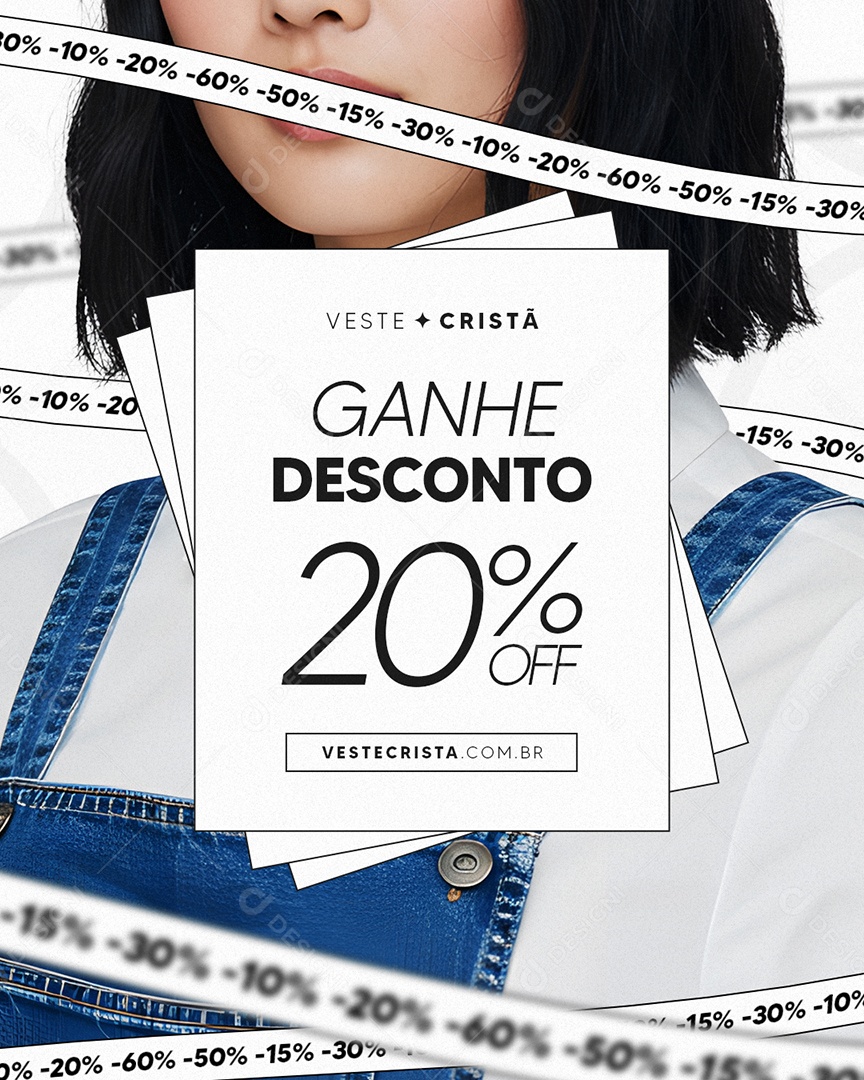 Loja de Moda Cristã Veste Cristã Ganhe Desconto Social Media PSD Editável