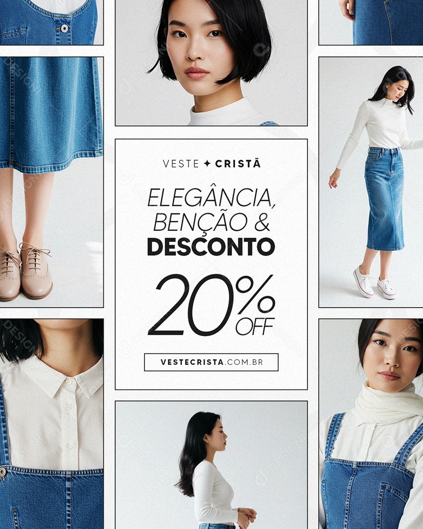 Loja de Moda Cristã Elegância Benção e Desconto Social Media PSD Editável