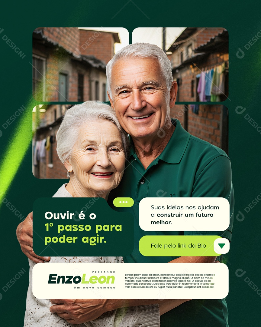 Vereador Ouvir é o Primeiro Passo para Poder Agir Social Media PSD Editável