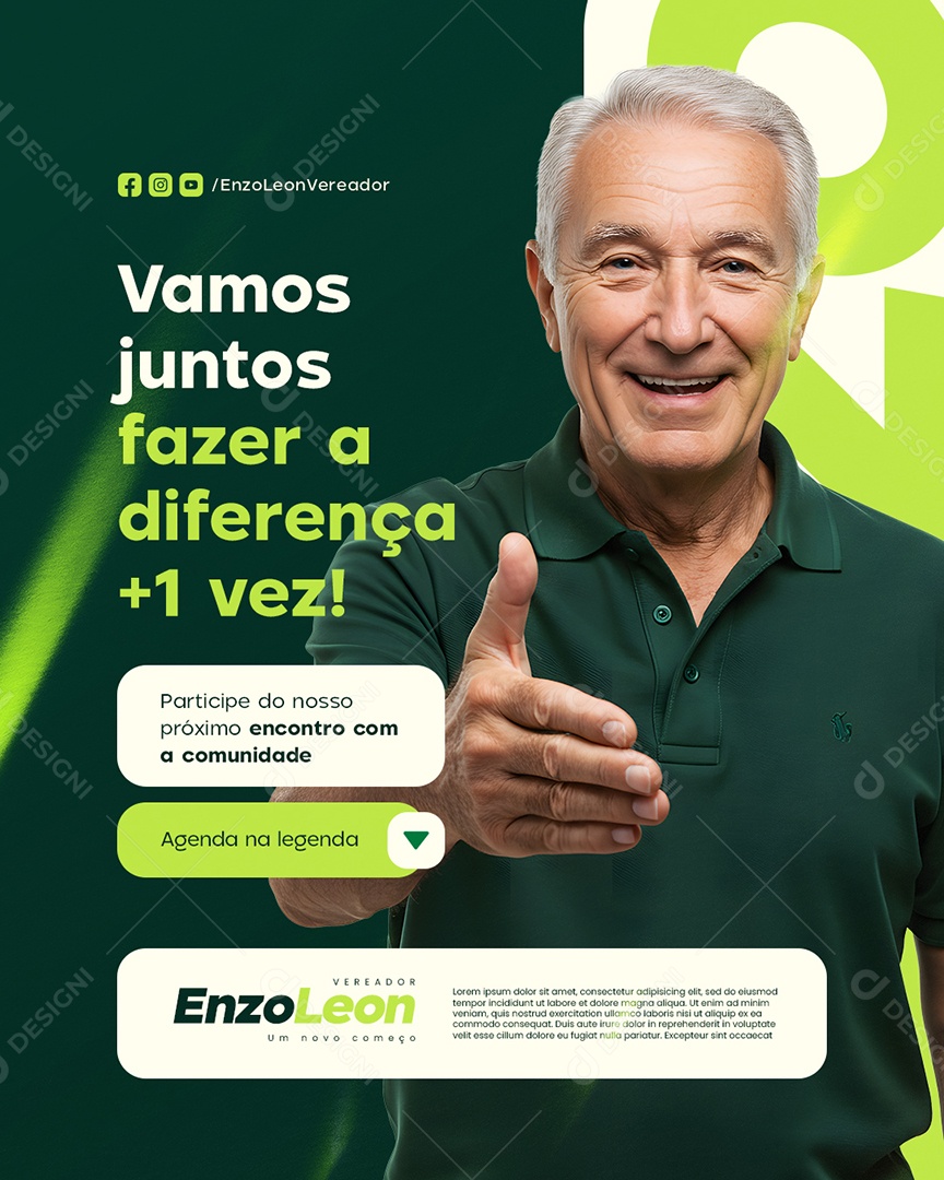 Vereador Vamos Juntos Fazer a Diferença Social Media PSD Editável