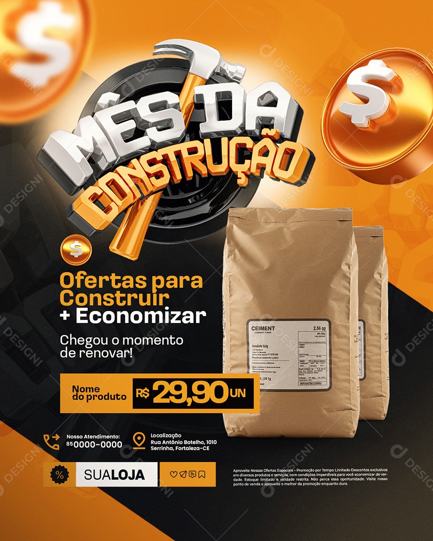 Mês da Construção Ofertas para Construir Social Media PSD Editável