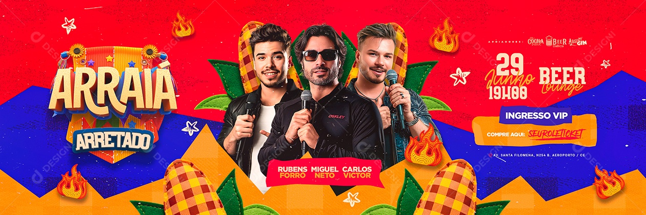 Carrossel Flyer Arraiá Arretado Social Media PSD Editável