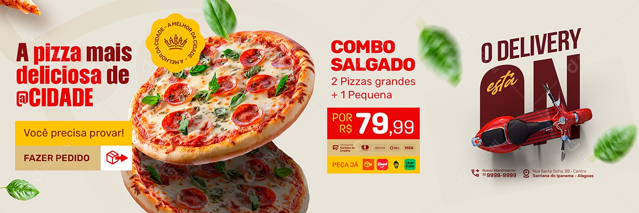 Carrossel Pizzaria A Pizza Mais Deliciosa Social Media PSD Editável