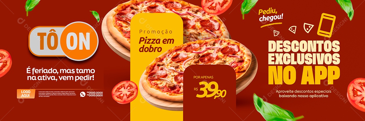 Carrossel Pizzaria Tô On Social Media PSD Editável