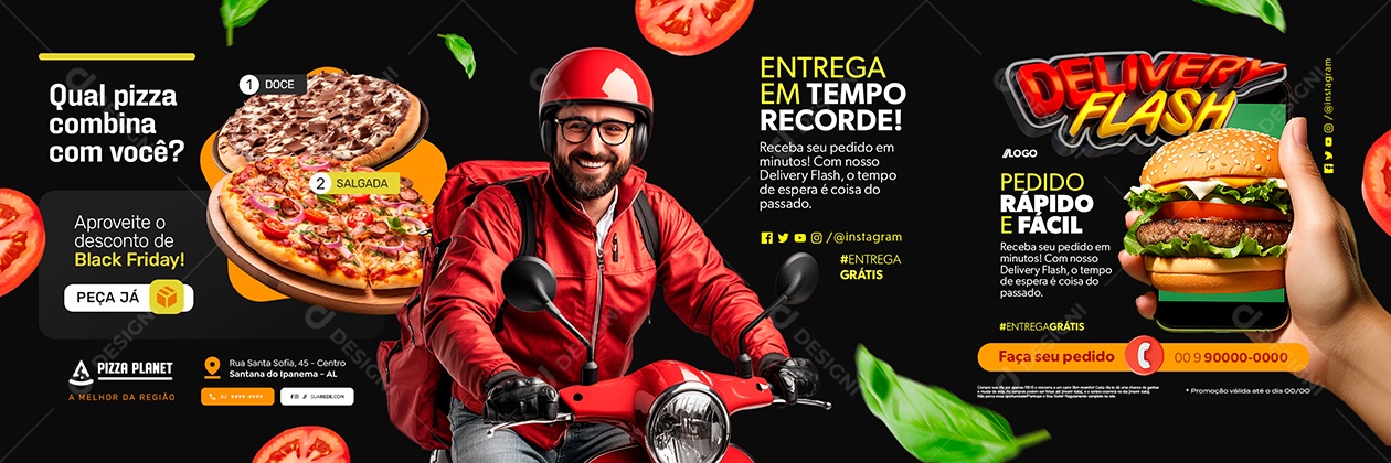 Carrossel Pizzaria Qual Pizza Combina com Você Social Media PSD Editável