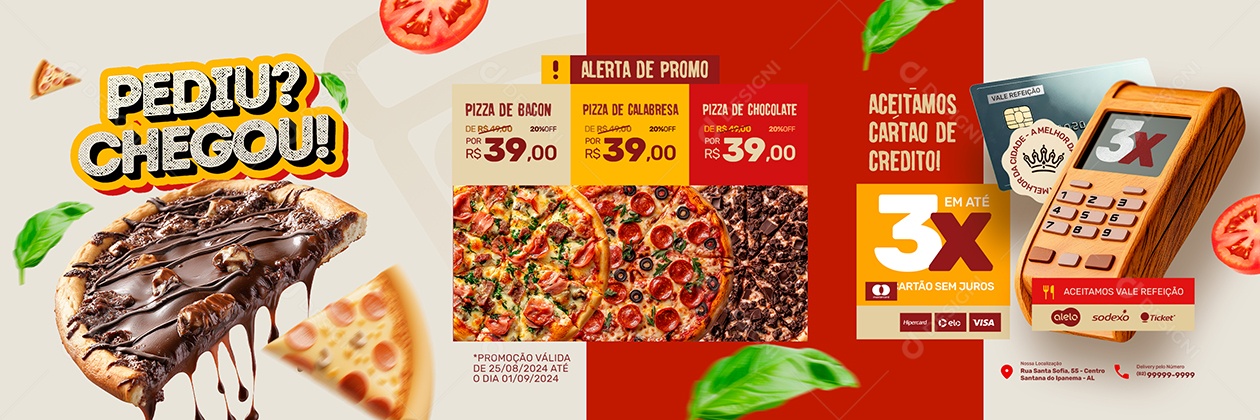 Carrossel Pizzaria Pediu Chegou Social Media PSD Editável