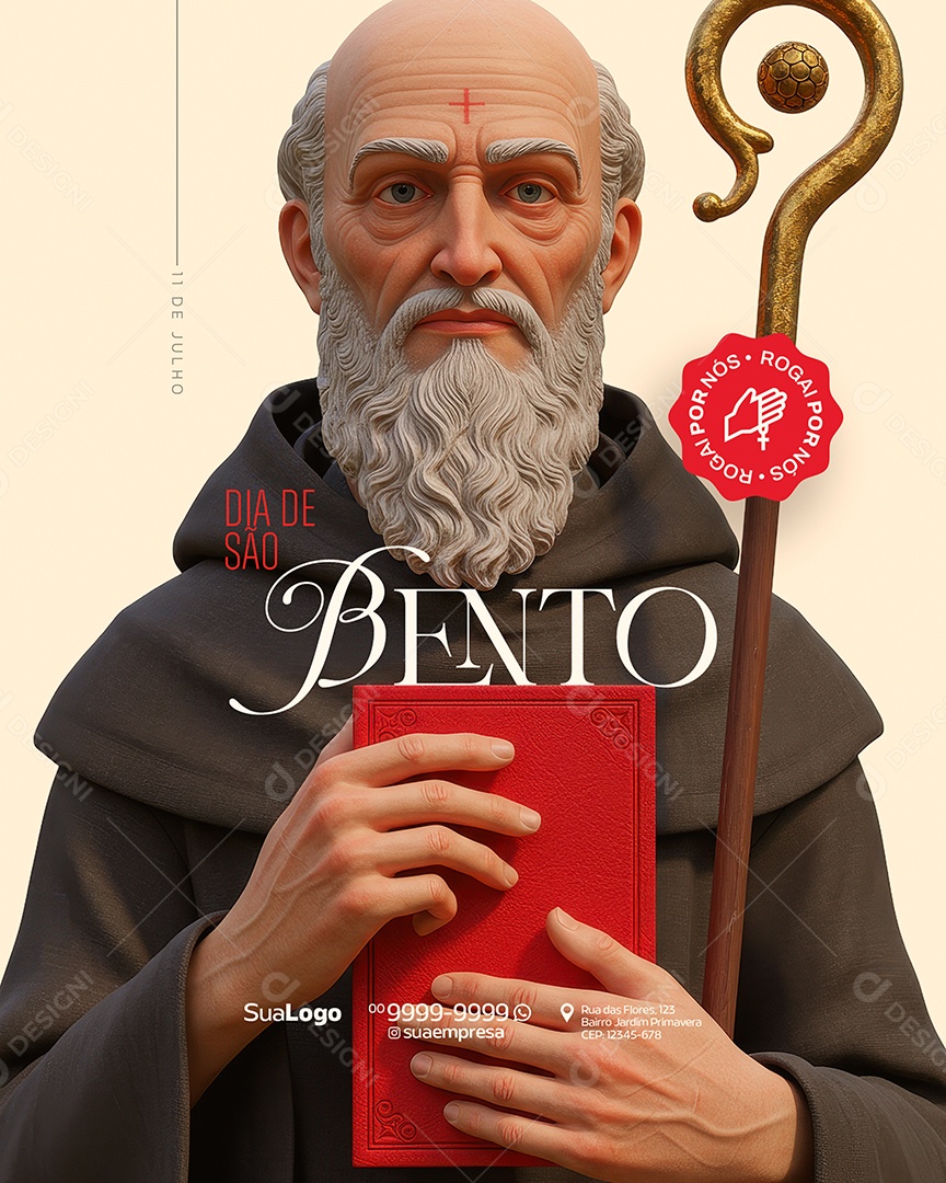 Dia de São Bento 11 de Julho Social Media PSD Editável