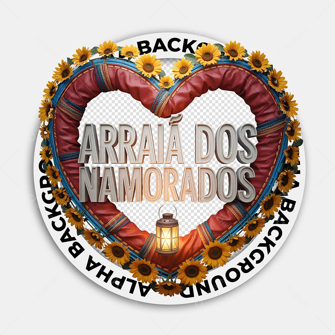 Selo 3D Arraia dos Namorados para Composição PSD