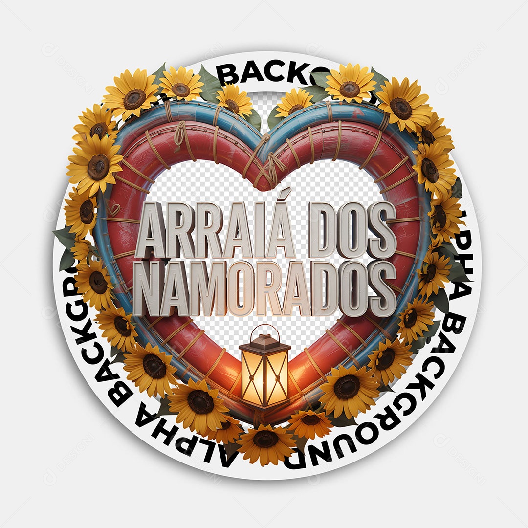 Selo 3D Arraia dos Namorados para Composição PSD