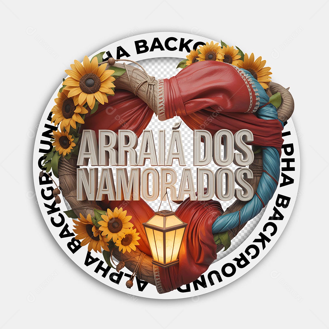 Selo 3D Arraia dos Namorados para Composição PSD