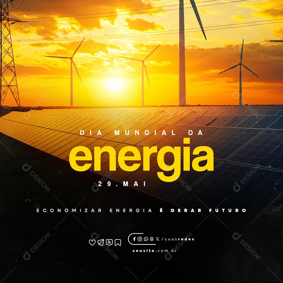 Dia Mundial da Energia 29 de Maio Social Media PSD Editável