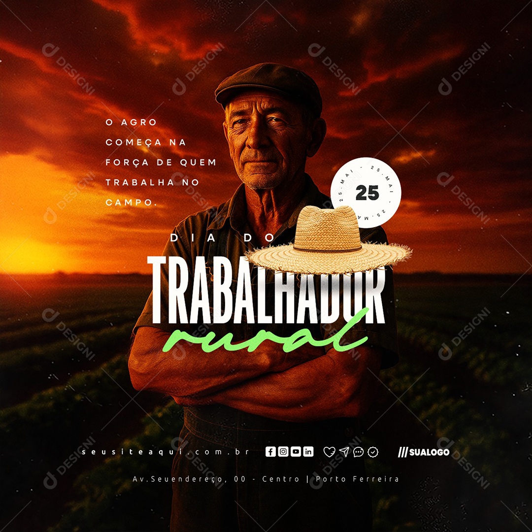 Dia do Trabalhador Rural 25 de Maio Social Media PSD Editável