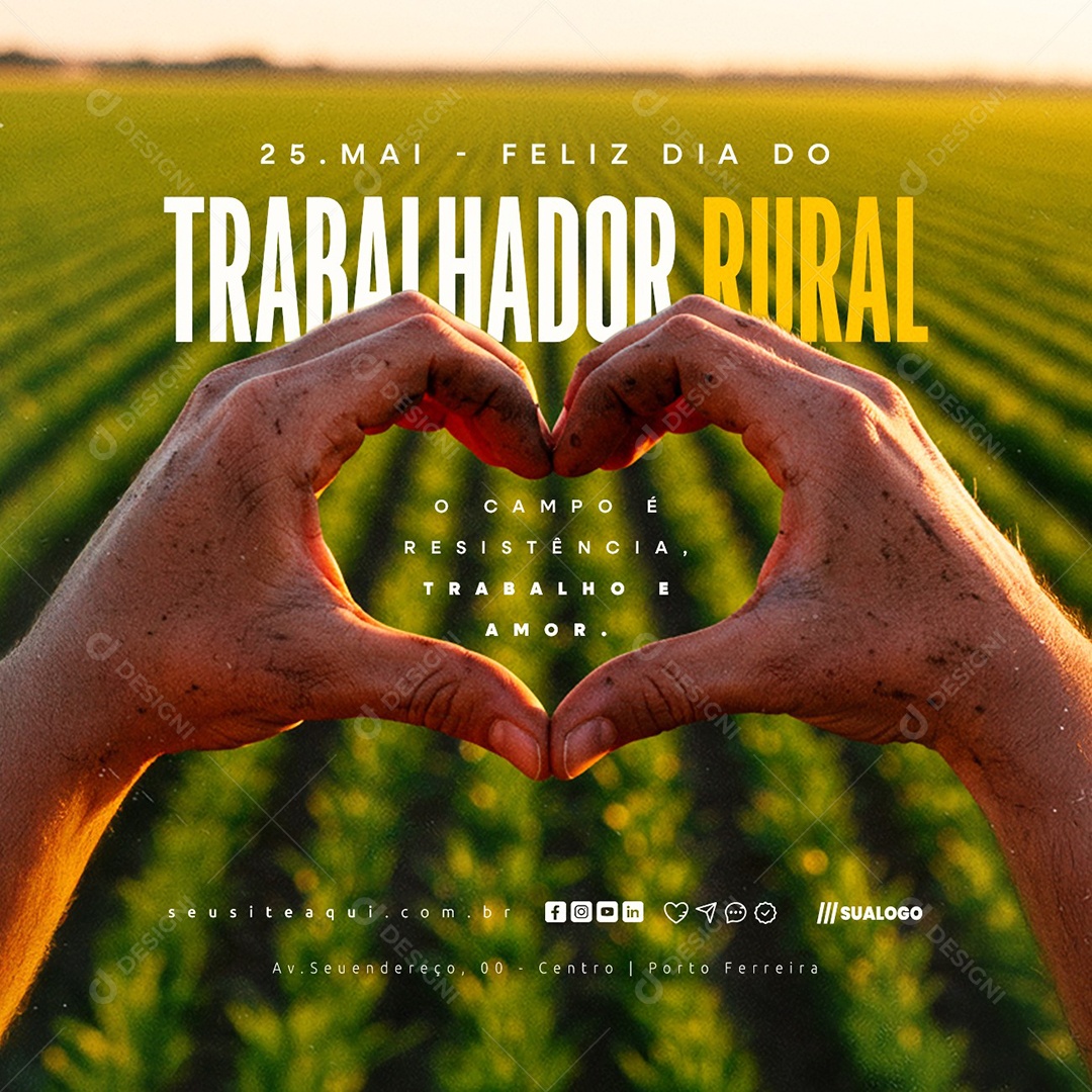 Feliz Dia do Trabalhador Rural 25 de Maio Social Media PSD Editável