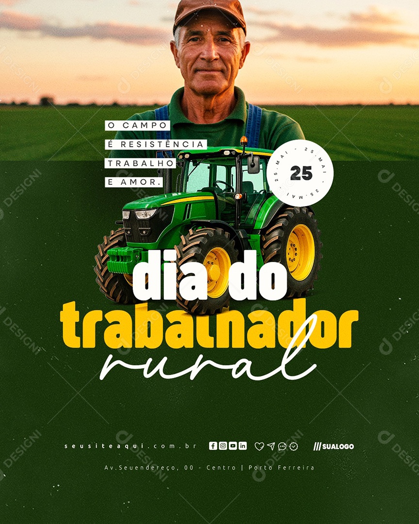 Dia do Trabalhador Rural 25 de Maio Social Media PSD Editável