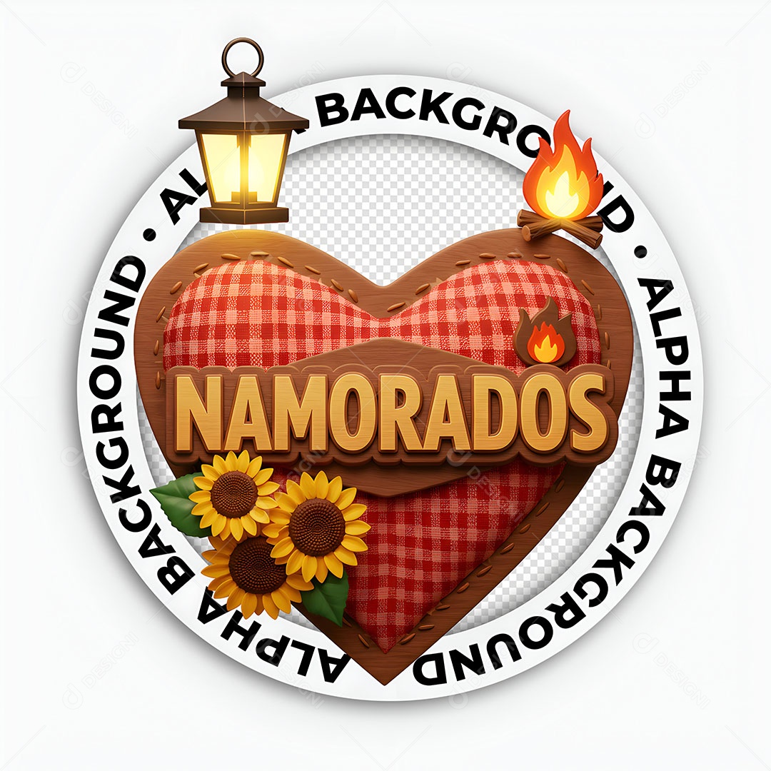 Selo 3D Namorados para Composição PSD