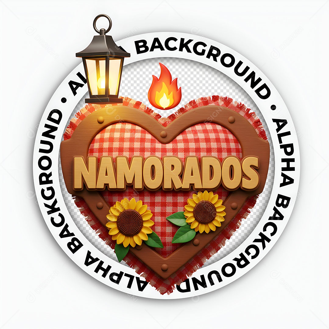 Selo 3D Namorados para Composição PSD