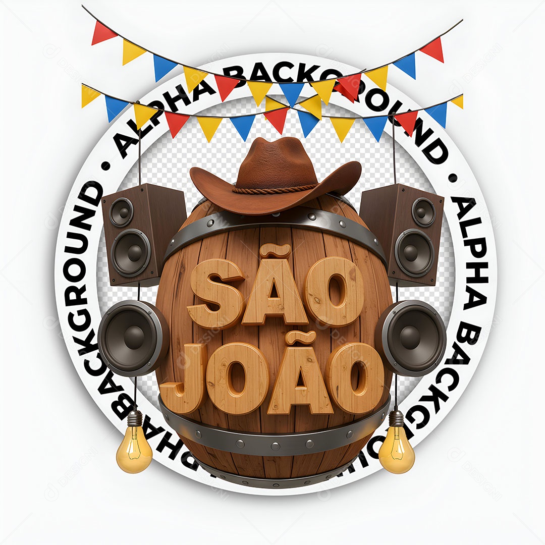 Selo 3D São João Social Media PSD Editável
