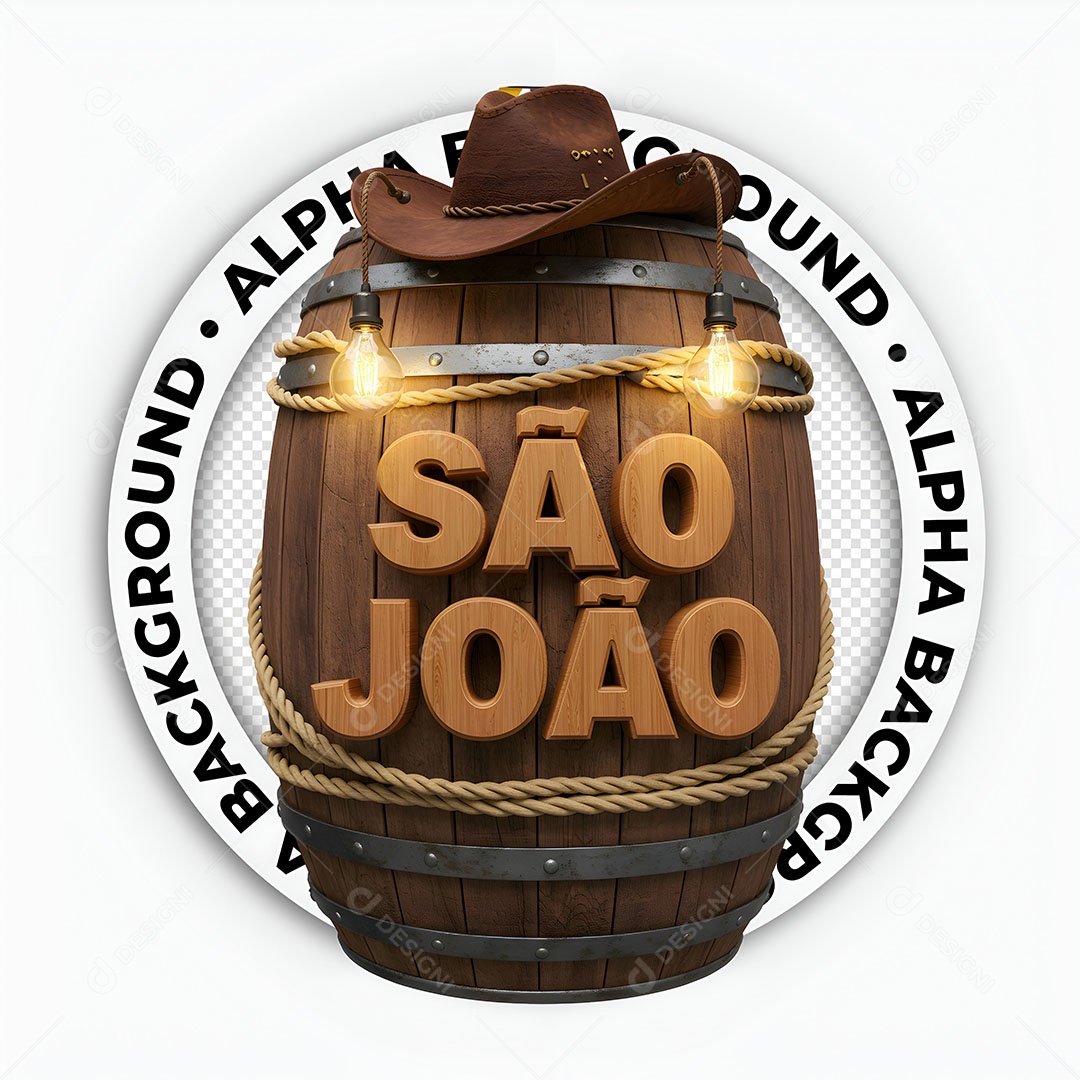 Selo 3D Festa de São João Para Composição PSD