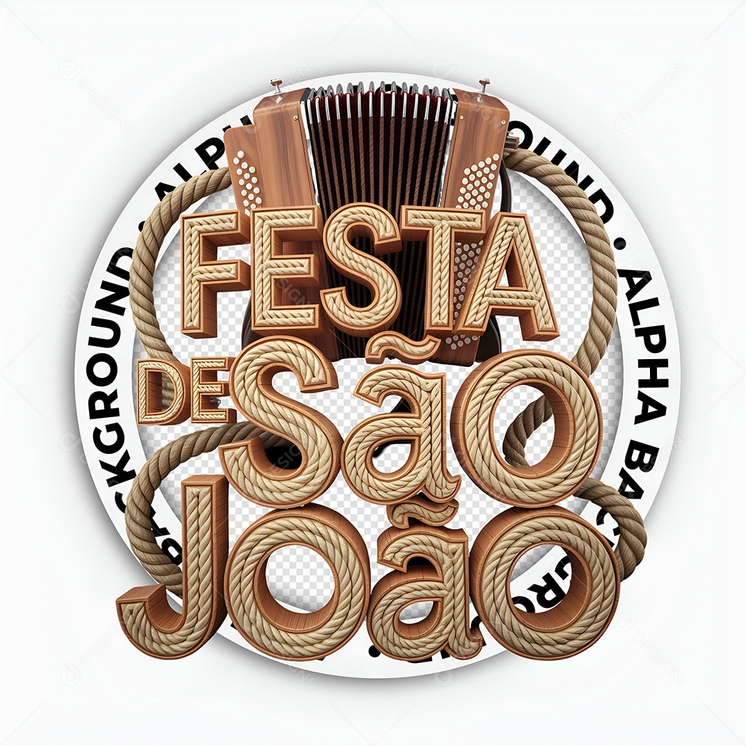 Selo 3D Festa de São João Para Composição PSD