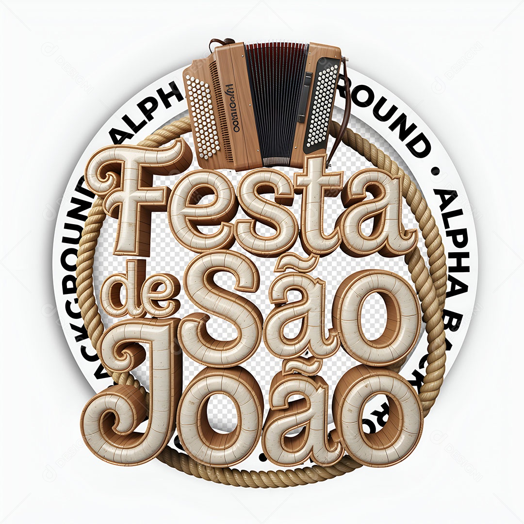 Selo 3D Festa de São João Para Composição PSD