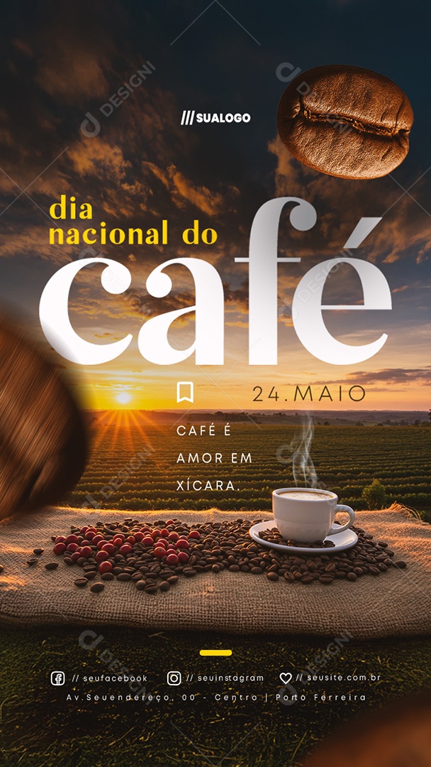 Story Dia Nacional do Café 24 de Maio Social Media PSD Editável