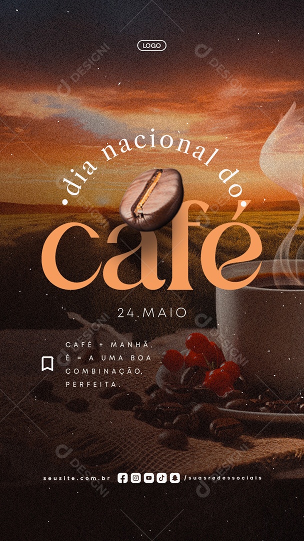 Story Dia Nacional do Café 24 de Maio Social Media PSD Editável