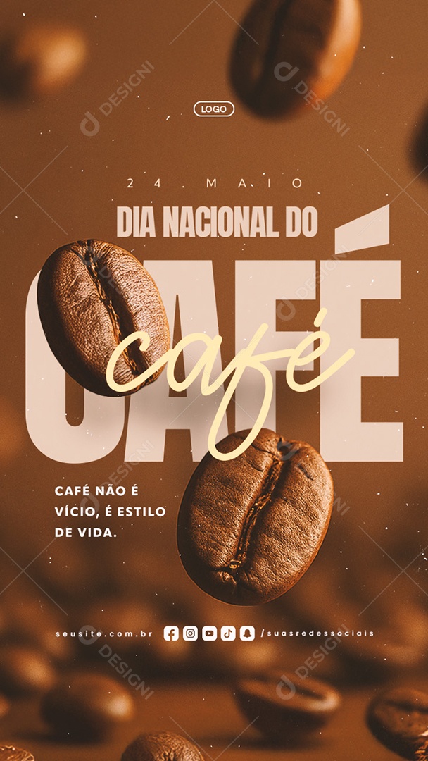 Story Dia Nacional do Café 24 de Maio Social Media PSD Editável