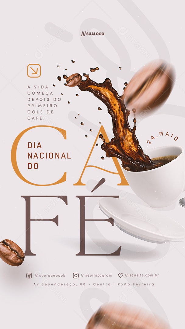 Story Dia Nacional do Café 24 de Maio Social Media PSD Editável