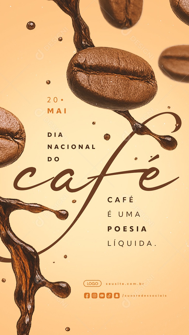 Story Dia Nacional do Café 24 de Maio Social Media PSD Editável