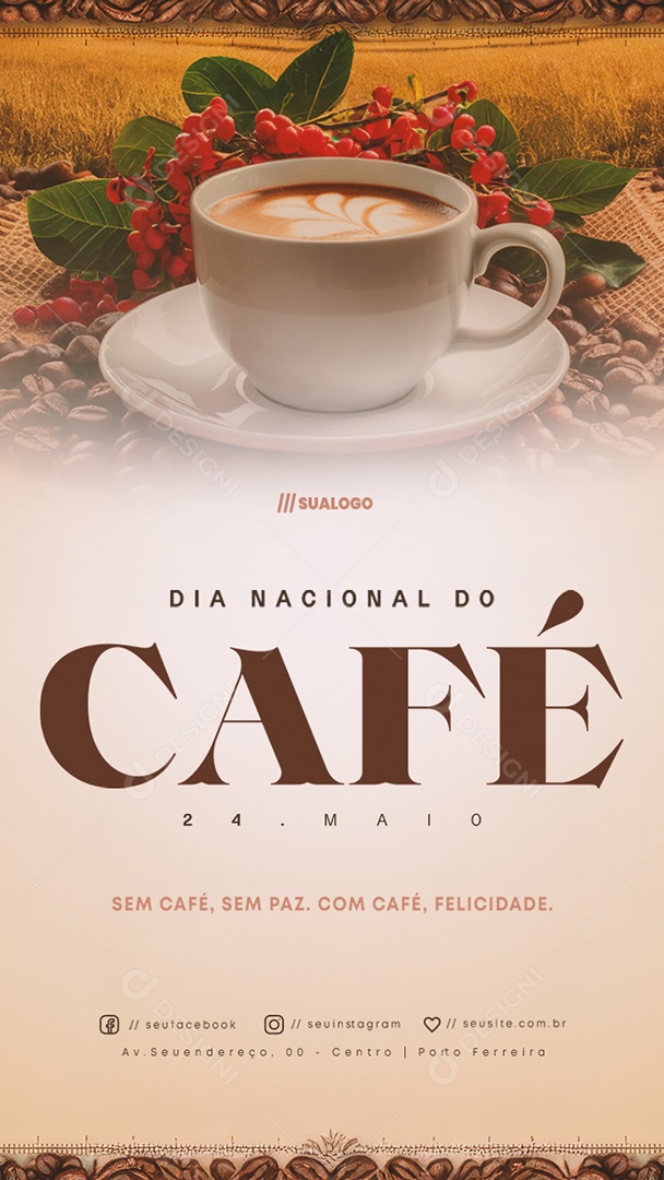 Story Dia Nacional do Café 24 de Maio Social Media PSD Editável